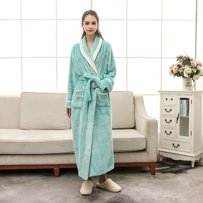 Men's And Women's Mosaic Inlaid Flannel Bathrobes